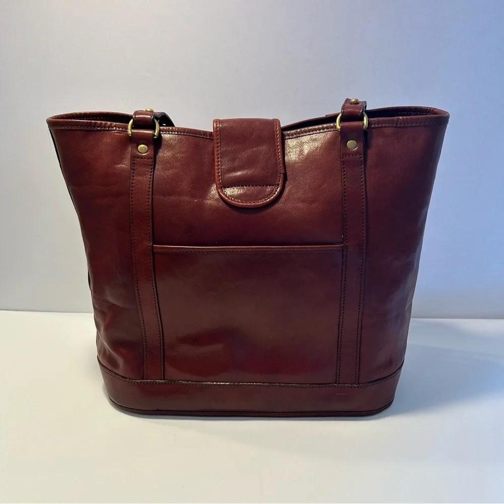 Brahmin - Vintage Brown Leather Tote Bag - Picture 4 of 16